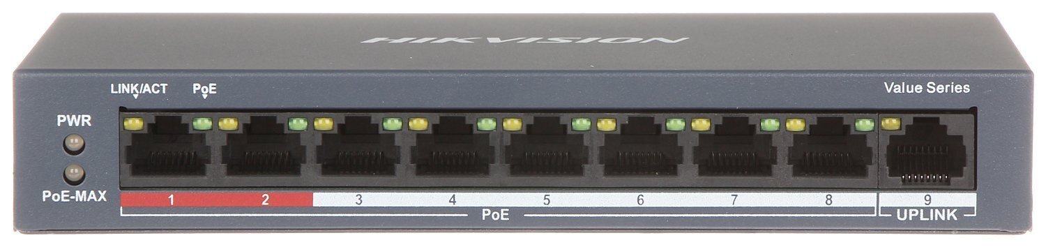 Hikvision switch poe ds-3e0109p-e/m(b) 8 porti hikvision hind ja info | Lülitid (Switch) | kaup24.ee