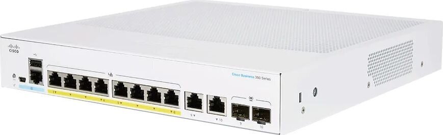 Cisco cbs250-8p-e-2g | lüliti | 8x rj45 1000mb/s poe, 2x rj45/sfp kombinatsioon, 67w цена и информация | Lülitid (Switch) | kaup24.ee
