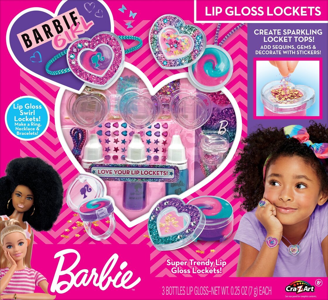 Meigikomplekt tüdrukutele Barbie Sparkling Sweet Heart Lip Gloss Lockets, 1 tk цена и информация | Laste ja ema kosmeetika | kaup24.ee