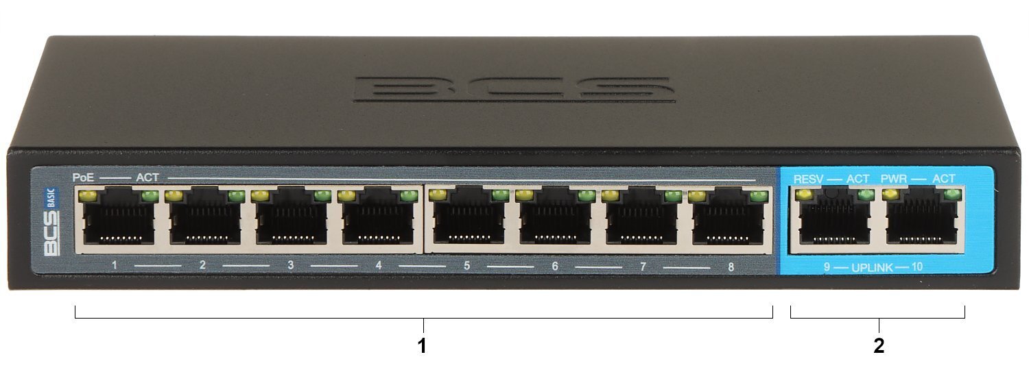 Switch poe bcs-b-sp08g02g 8 porti bcs basic hind ja info | Lülitid (Switch) | kaup24.ee