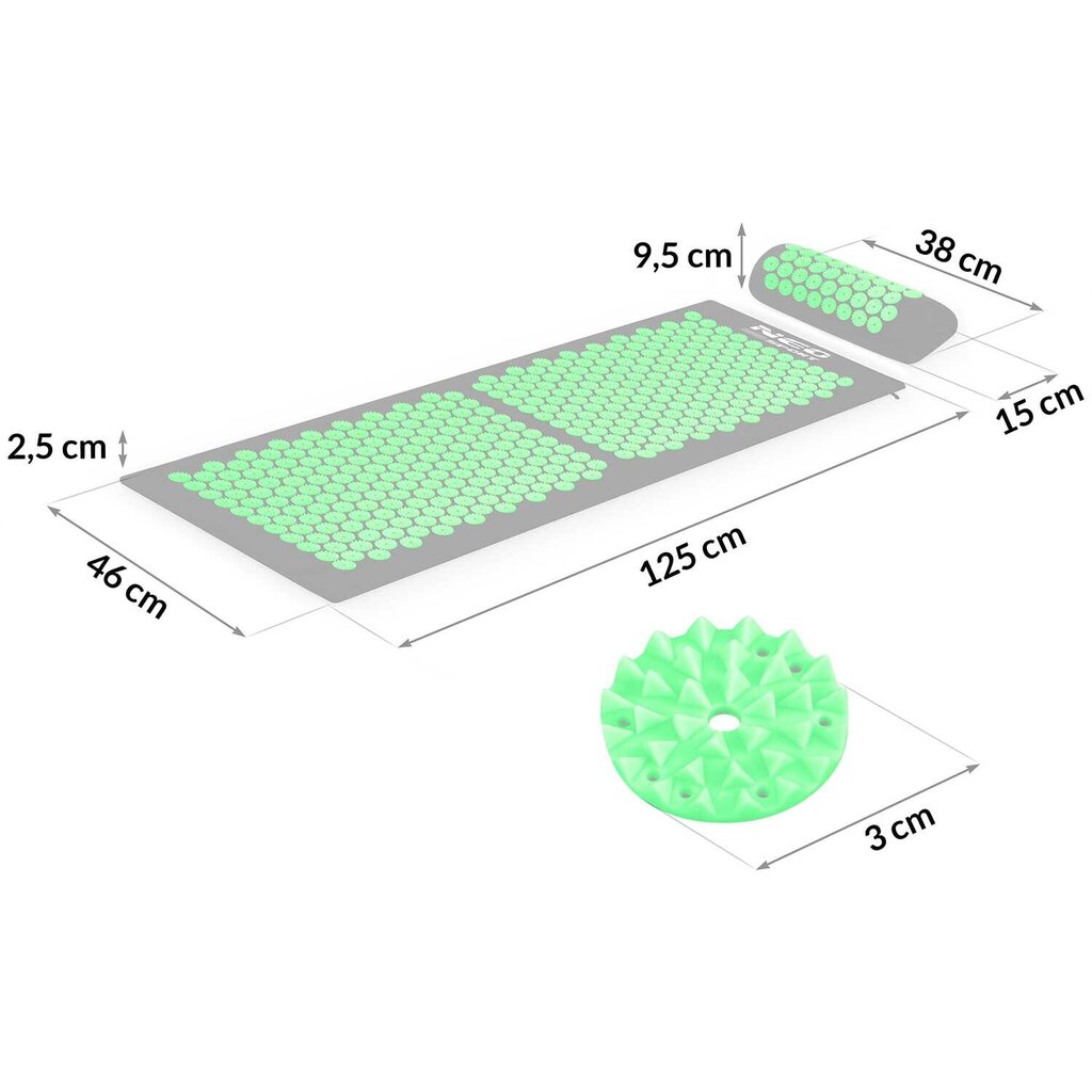 Massaaži matt Neo Sport, 42x25,5x14,5cm, roheline цена и информация | Joogamatid | kaup24.ee