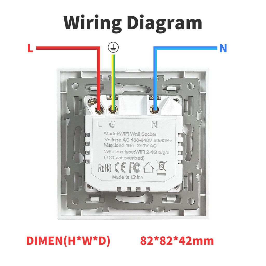 Nutikas wifi sisseehitatud seina elektripistik kaugrakendusega 16A 3500W LIVMAN TY-EU-86-UC-W hind ja info | Lülitid ja pistikupesad | kaup24.ee