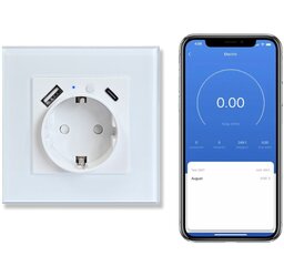 Nutikas wifi sisseehitatud seina elektripistik kaugrakendusega 16A 3500W LIVMAN TY-EU-86-UC-W цена и информация | Выключатели, розетки | kaup24.ee