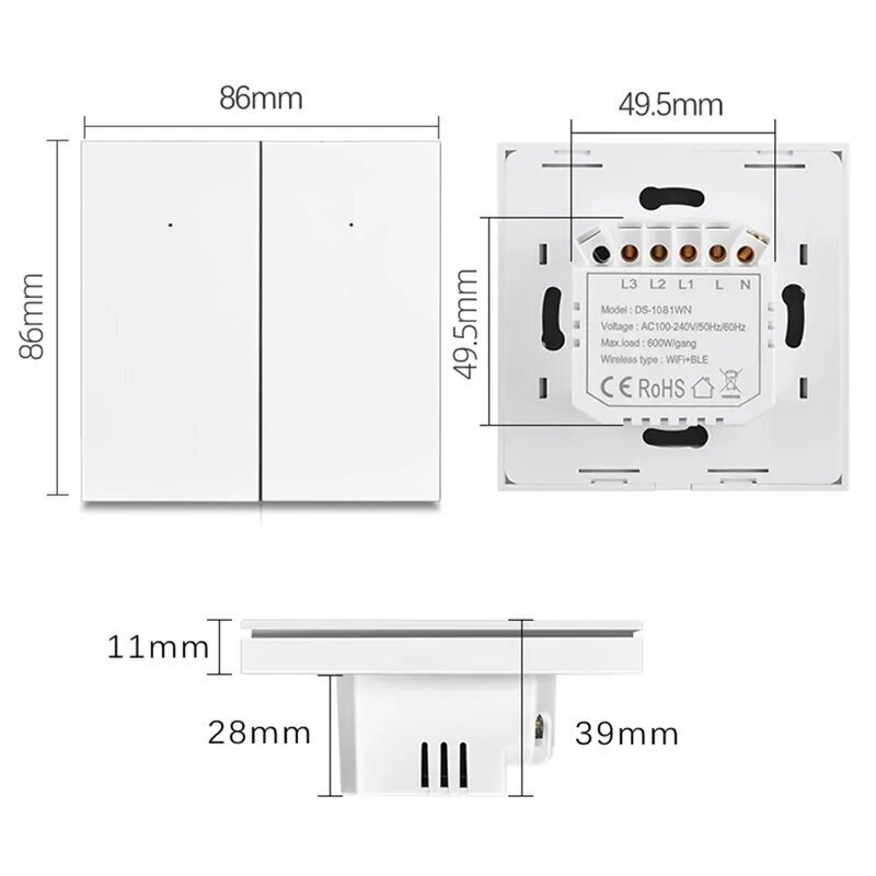 Nutikas wifi elektrilüliti kaugrakendusega 600W LIVMAN DS-1081WL цена и информация | Lülitid ja pistikupesad | kaup24.ee