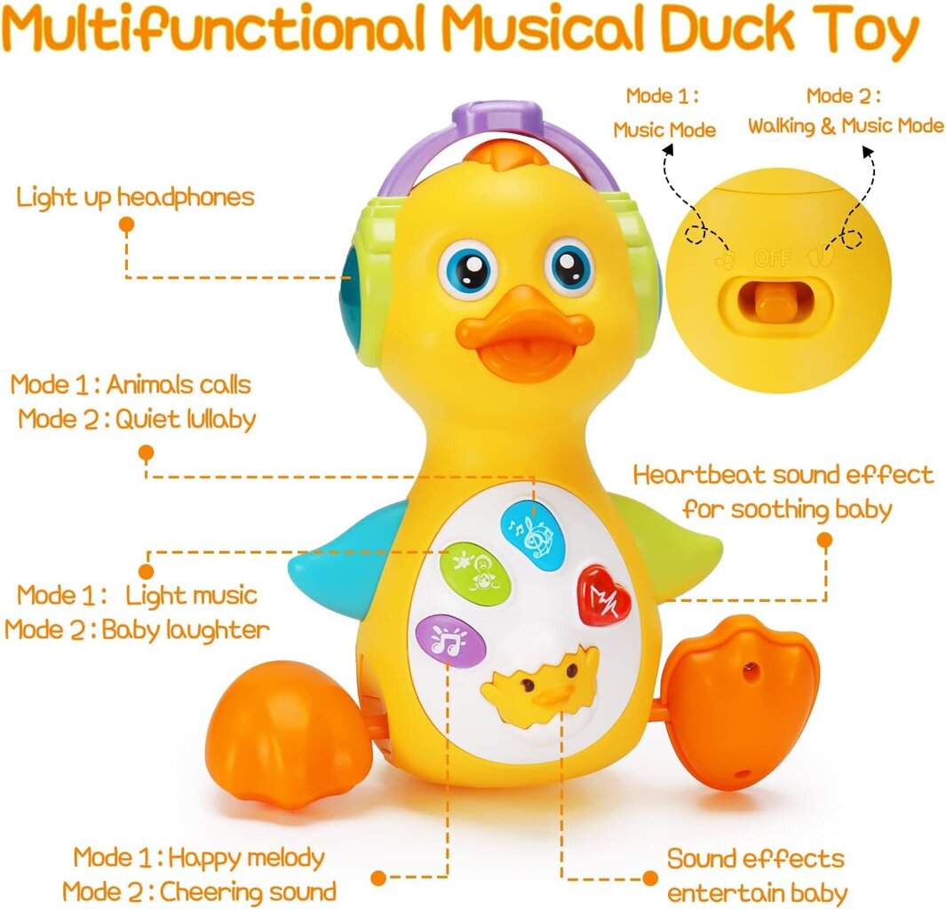 Muusikaline laste mänguasi Duck hind ja info | Imikute mänguasjad | kaup24.ee