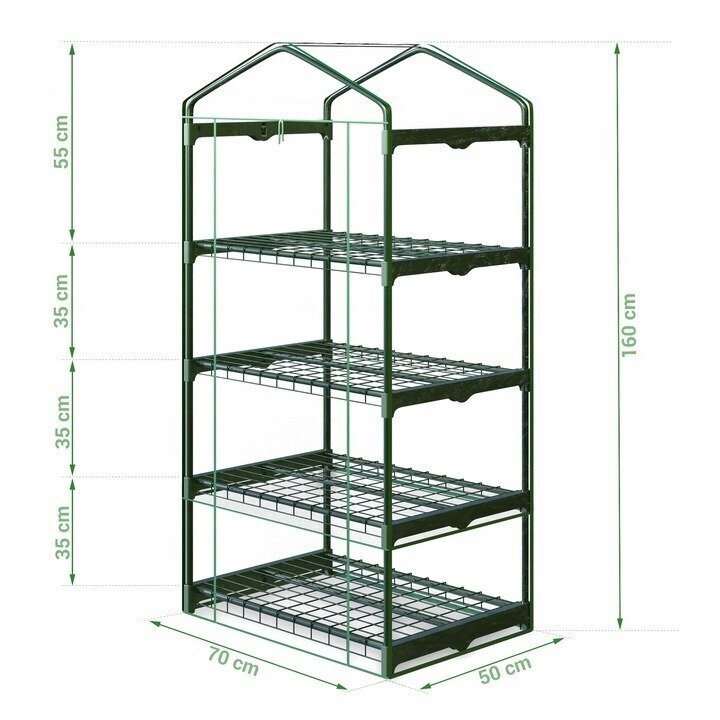 Mini kasvuhoone 50 x 70 x 160 cm, 4 riiulit цена и информация | Kasvuhooned | kaup24.ee