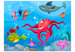 Fototapeet - Octopus and shark цена и информация | Фотообои | kaup24.ee