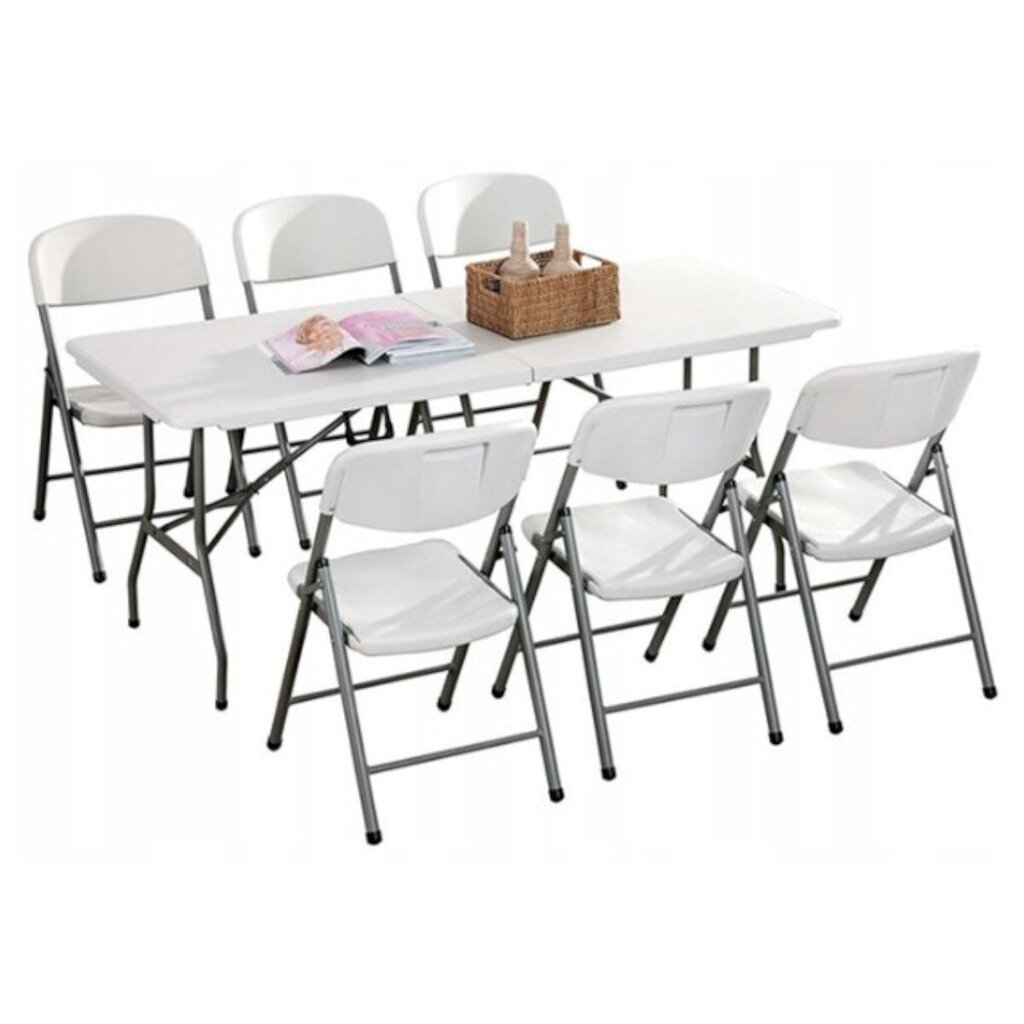 Kokkupandav/aiamööbli komplekt, 1 laud + 6 tooli, Viking, valge hind ja info | Aiamööbli komplektid | kaup24.ee