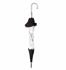 Автоматический зонт для женщин Parasol, белый с черной оборкой цена и информация | Женские зонты | kaup24.ee
