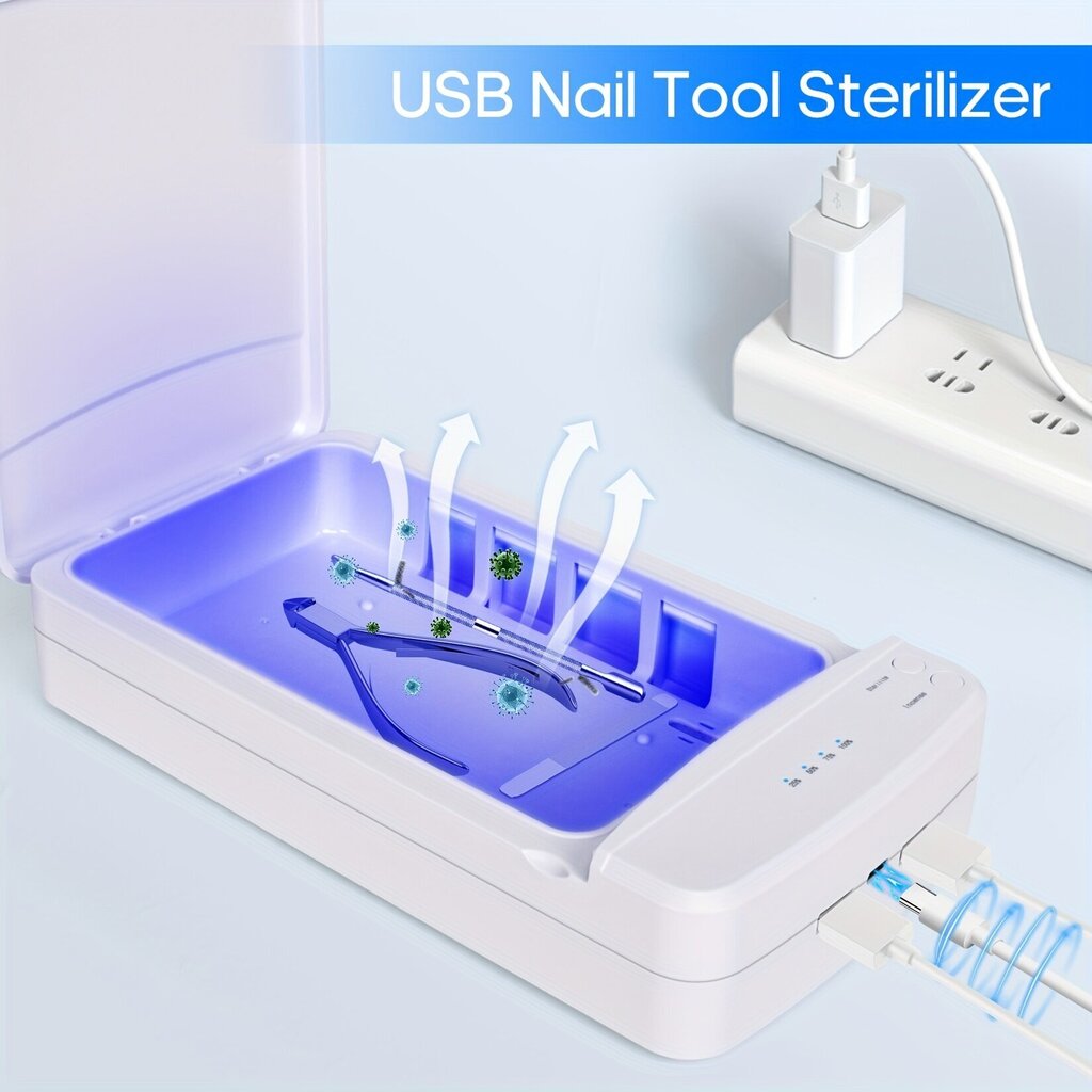 Portatiivne küünevahendite steriliseerija sinise valgusega (USB) hind ja info | Maniküüri, pediküüri tarvikud | kaup24.ee