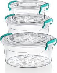 круглые пластиковые контейнеры с крышками, 3 шт. цена и информация | Посуда для хранения еды | kaup24.ee