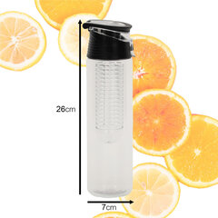 Бутылка для воды со вставкой для фруктов, 800 мл, черная цена и информация | Фляги для воды | kaup24.ee