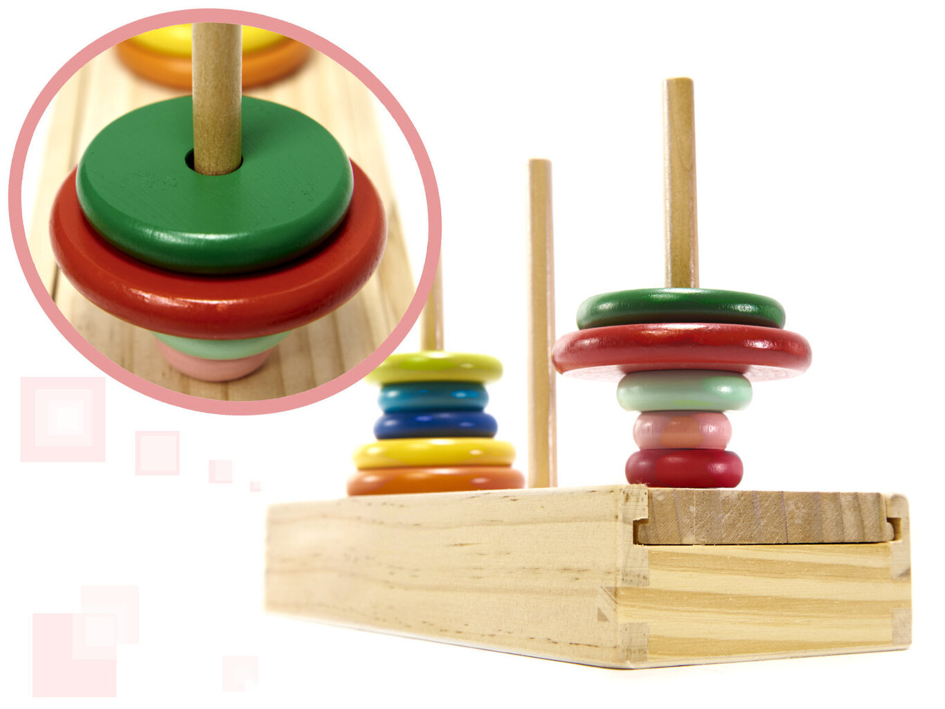 Puidust püramiid torniga, vikerkaarevärvi sorteerija hind ja info | Arendavad mänguasjad | kaup24.ee