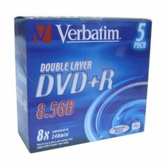 DVD-R Verbatim 8,5 GB 8x, 5 tk hind ja info | Vinüülplaadid, CD, DVD | kaup24.ee