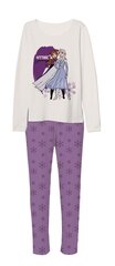 Frozen pidžaama valge/lilla hind ja info | Tüdrukute hommikumantlid ja pidžaamad | kaup24.ee