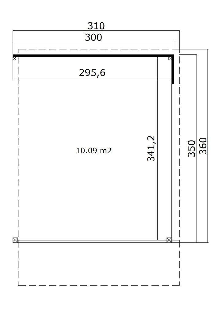 Aiamaja Sitsiilia1 4,1 x 3,5 m siledate nurkadega + katusealune 3,0 x 3,5 m hind ja info | Kuurid ja aiamajad | kaup24.ee