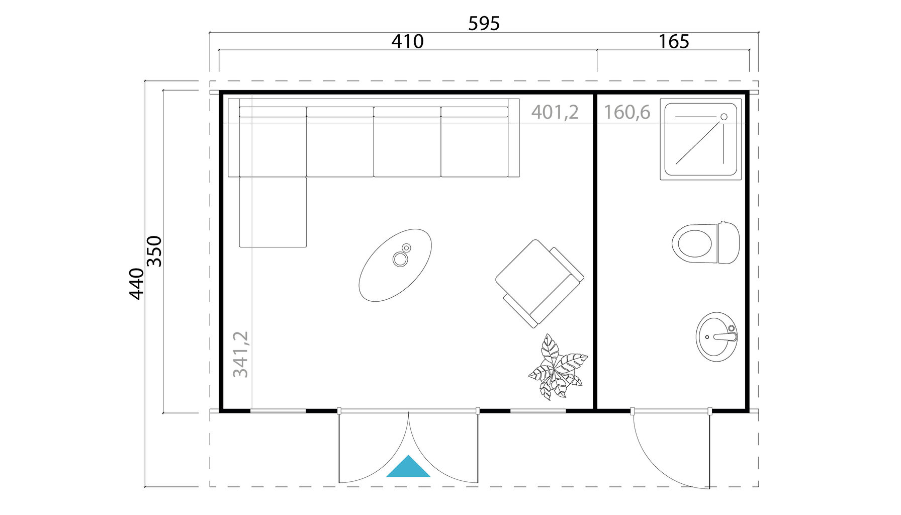 Aiamaja Sitsiilia2 5,75 x 3,5 m siledate nurkadega + katusealune 3,0 x 3,5 m hind ja info | Kuurid ja aiamajad | kaup24.ee