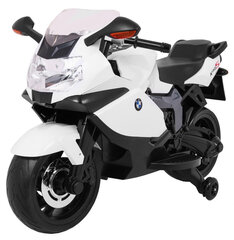 Детский аккумуляторный мотоцикл Bmw K1300S, белый, опорные колеса, со звуками и светом цена и информация | Электромобили для детей | kaup24.ee