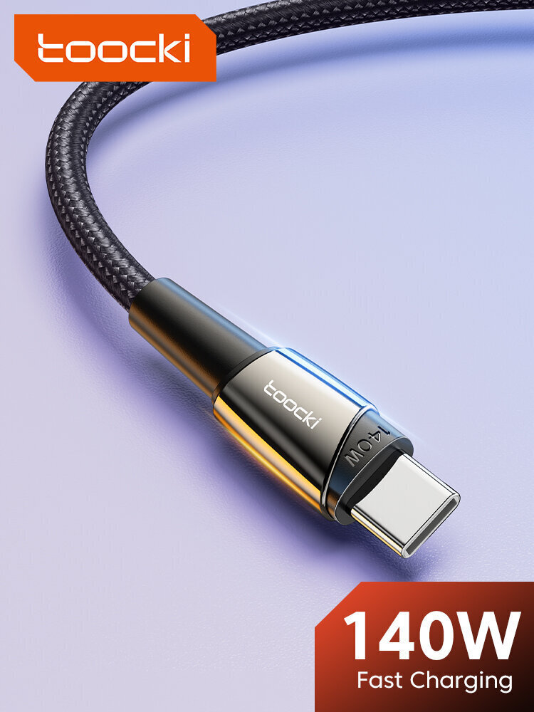 Toocki USB C -> USB C PD 140W 5A, 1 m hind ja info | Mobiiltelefonide kaablid | kaup24.ee