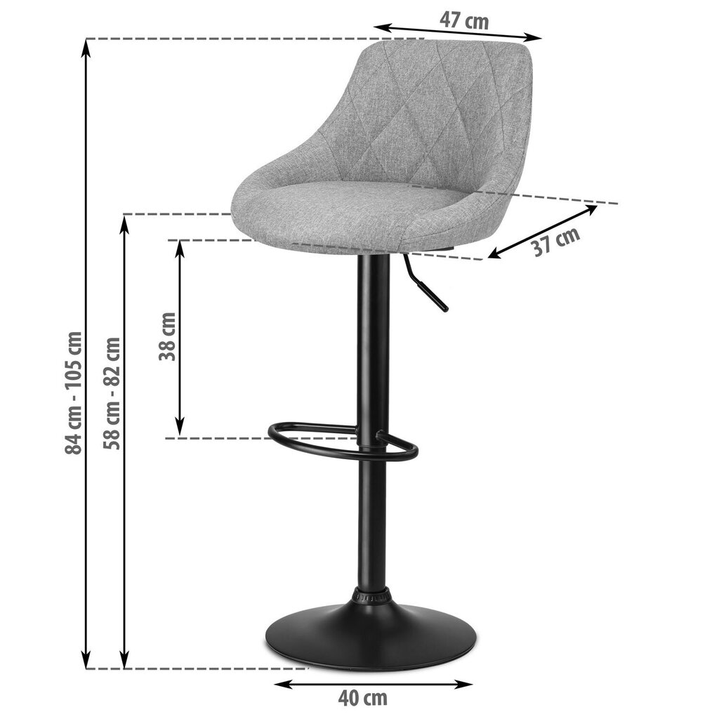 Baaritool seljatoega, Nerra, hall hind ja info | Söögitoolid, baaritoolid | kaup24.ee