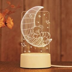 Geekeo 3D Настольная акриловая лампа, Луна с медвежонком, теплый белый цена и информация | Детские светильники | kaup24.ee