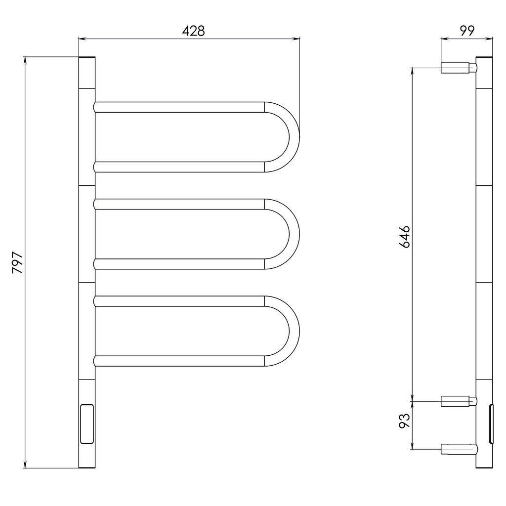 Elektriline käterätikuivati Telvel Ti R3 Grey, 44х80 cm, 105 W цена и информация | Vannitoa radiaatorid ja käterätikuivatid | kaup24.ee