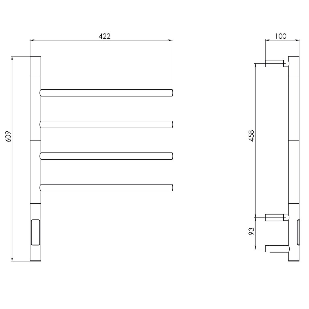 Elektriline käterätikuivati Telvel Ti F4 Black, 43х60 cm, 65 W hind ja info | Vannitoa radiaatorid ja käterätikuivatid | kaup24.ee