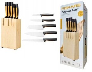 Набор ножей в блоке Fiskars Functional Form, 5 шт. цена и информация | Ножи и аксессуары для них | kaup24.ee