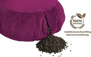 Подушка Sensory Owl Zafu для йоги - подушка для медитации - круглая - 100% хлопок - гречиха - Сделано в ЕС высота 18 см - диаметр 35 см - малиново-красный цена и информация | Декоративные подушки и наволочки | kaup24.ee