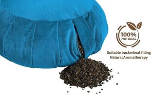 Sensory Owl Zafu подушка для йоги - подушка для медитации - круглая - 100% хлопок - гречиха - сделано в ЕС высота 18 см - диаметр 35 см - бирюзовый цена и информация | Декоративные подушки и наволочки | kaup24.ee