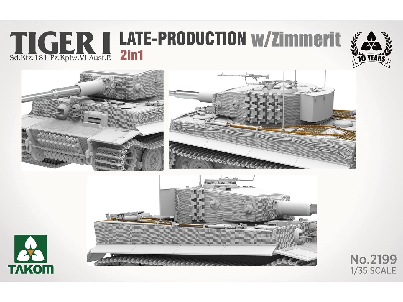 Takom - Tiger I Late Production w/zimmerit Sd.Kfz. 181 Pz.Kpfw. VI Ausf. E (Late/Late Command), 1/35, 2199 цена и информация | Klotsid ja konstruktorid | kaup24.ee