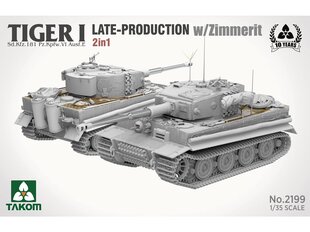 Takom - Tiger I Late Production w/zimmerit Sd.Kfz. 181 Pz.Kpfw. VI Ausf. E (Late/Late Command), 1/35, 2199 цена и информация | Конструкторы и кубики | kaup24.ee