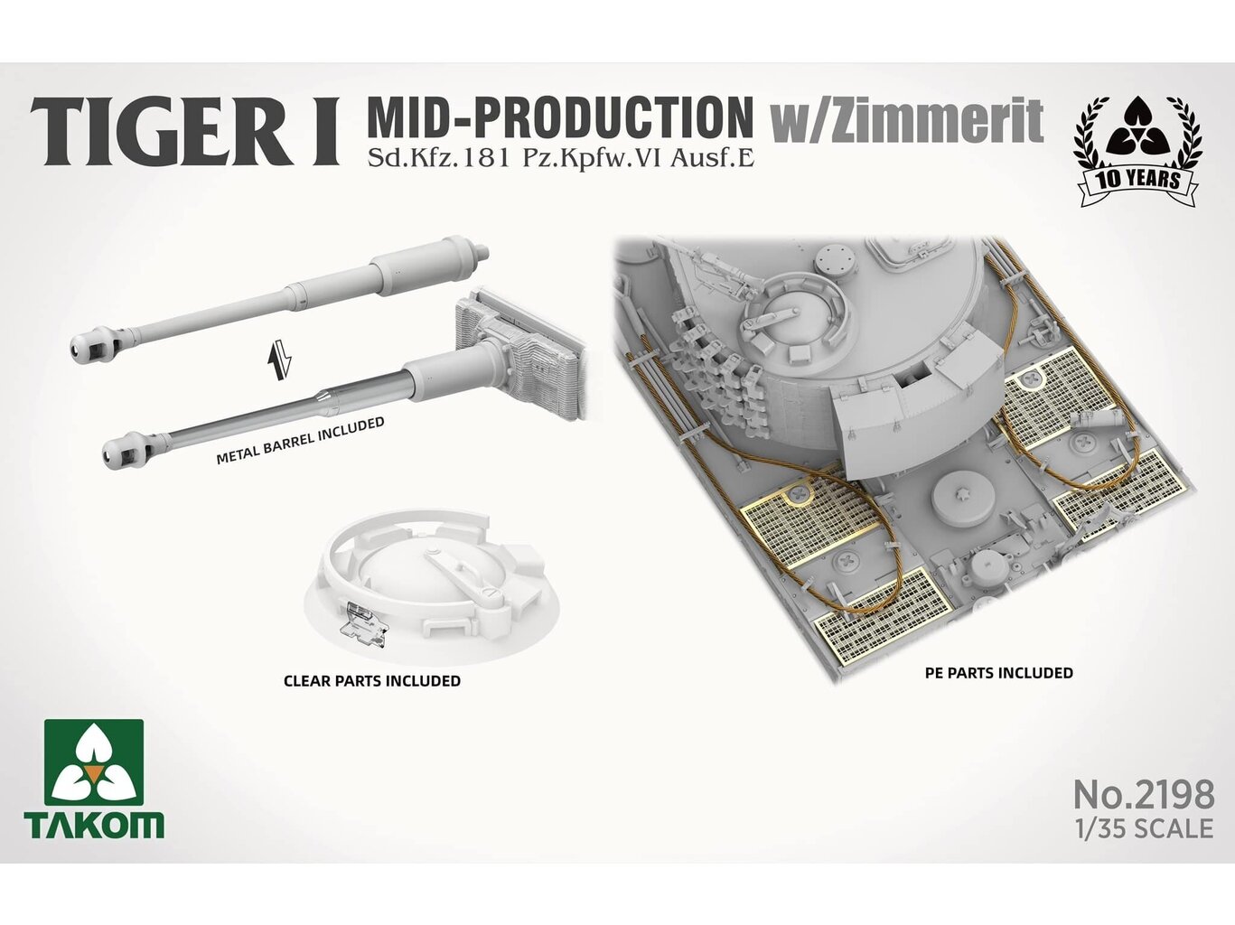 Takom - Tiger I Mid-Production w/Zimmerit Sd.Kfz. 181 Pz.Kpfw. VI Ausf. E, 1/35, 2198 hind ja info | Klotsid ja konstruktorid | kaup24.ee