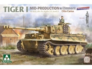 Takom - Tiger I Mid Production w/zimmerit Sd.Kfz. 181 Pz.Kpfw. VI Ausf. E Otto Carius, 1/35, 2200 hind ja info | Klotsid ja konstruktorid | kaup24.ee