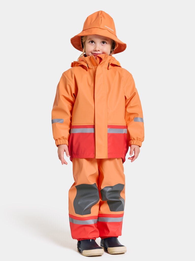 Didriksons laste soe kummikomplekt BOARDMAN, oranž-punane hind ja info | Laste vihmariided | kaup24.ee
