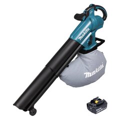 Akulehepuhur ja tolmuimeja, Makita DUB 187 G, 18 V, aku ja laadijaga цена и информация | Пылесосы для сбора листьев, измельчители веток, очистители тротуарной плитки | kaup24.ee