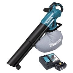 Akulehepuhur ja tolmuimeja, Makita DUB 187 RT, 18 V, koos aku ja laadijaga цена и информация | Пылесосы для сбора листьев, измельчители веток, очистители тротуарной плитки | kaup24.ee