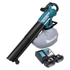 Аккумуляторная воздуходувка и пылесос для уборки листьев, Makita DUB 187 RF2, 18 В, с аккумулятором и зарядным устройством цена и информация | Пылесосы для сбора листьев, измельчители веток, очистители тротуарной плитки | kaup24.ee