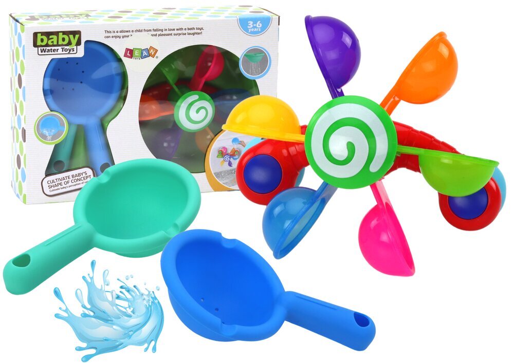Vannimänguasi koos värviliste kaussidega ja kahe lusikaga цена и информация | Imikute mänguasjad | kaup24.ee