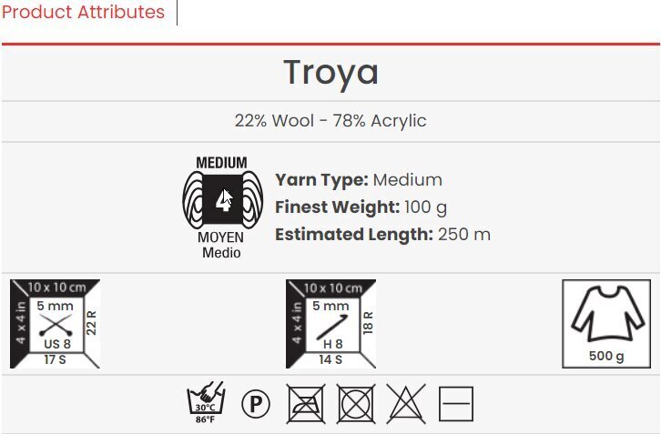 Kudumislõng YarnArt Troya 100g. värv 2106 цена и информация | Kudumistarvikud | kaup24.ee