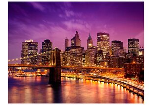 Fototapeet - Manhattan and Brooklyn Bridge by night цена и информация | Фотообои | kaup24.ee
