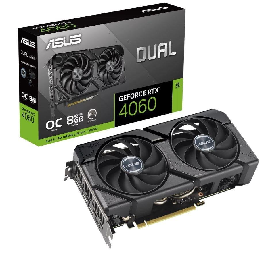 Asus Dual GeForce RTX 4060 EVO OC Edition (DUAL-RTX4060-O8G-EVO) цена и информация | Videokaardid (GPU) | kaup24.ee