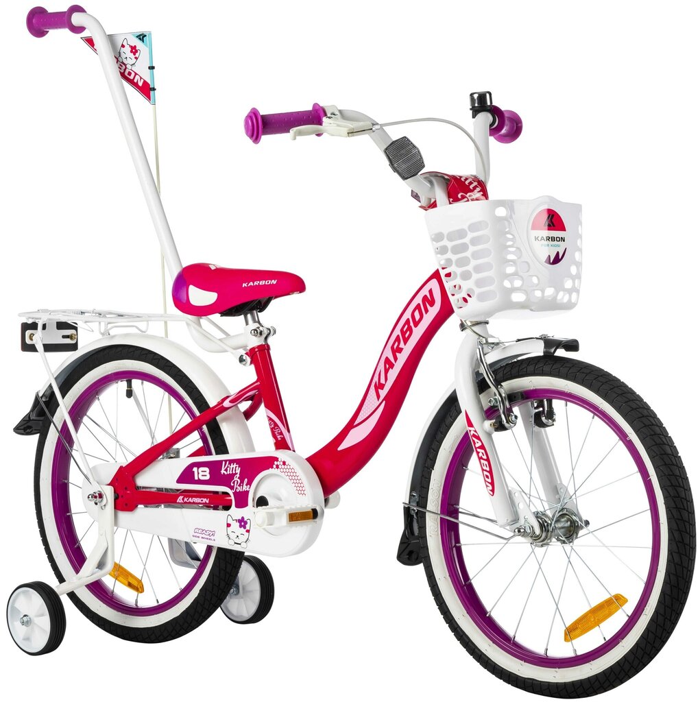 Laste jalgratas Kitty Karbon 18" 9498, valge/roosa hind ja info | Jalgrattad | kaup24.ee
