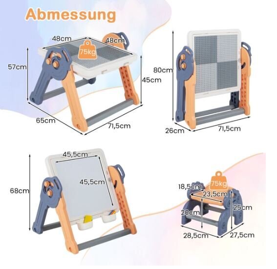 Kokkupandav lastelaud koos tooli ja molbertiga 6 ühes Costway цена и информация | Laste lauad ja toolid | kaup24.ee