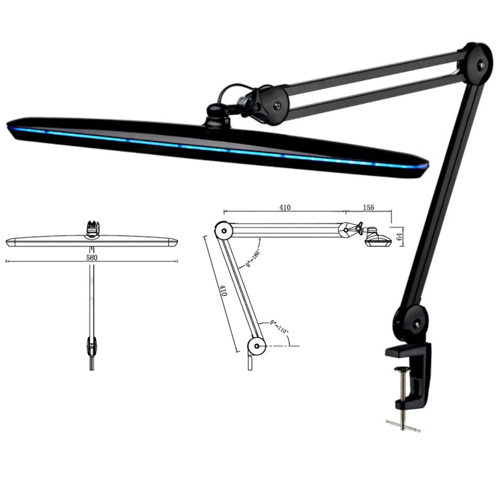 LED lamp 58cm koos alusega Black hind ja info | Ilusalongi mööbel | kaup24.ee