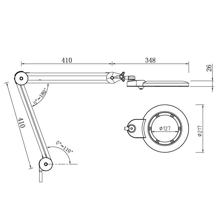 LED-lamp suurendusega, 3 dioptrit AF-10031 hind ja info | Laualambid | kaup24.ee