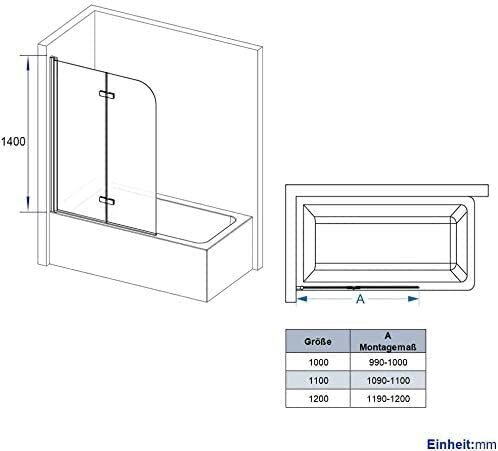 Kokkupandav dušiekraan vannile Emke 6 mm, 110 x 140 cm hind ja info | Dušikabiinide uksed ja seinad | kaup24.ee