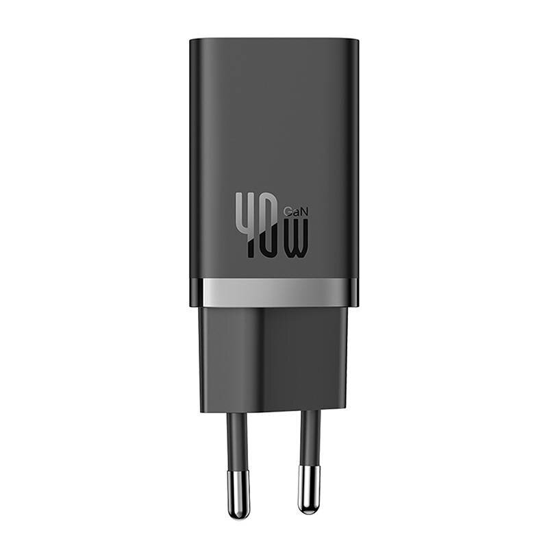 Wall Charger Baseus GaN5 40W, 2x USB C (Black) цена и информация | Mobiiltelefonide laadijad | kaup24.ee