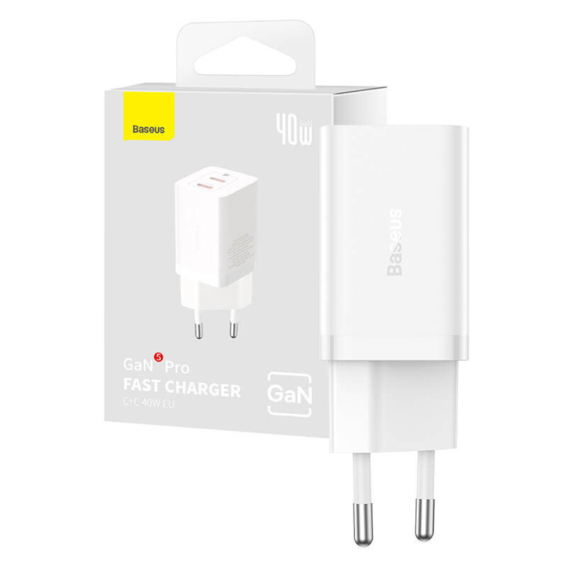 Wall Charger Baseus GaN5 40W, 2x USB C hind ja info | Mobiiltelefonide laadijad | kaup24.ee