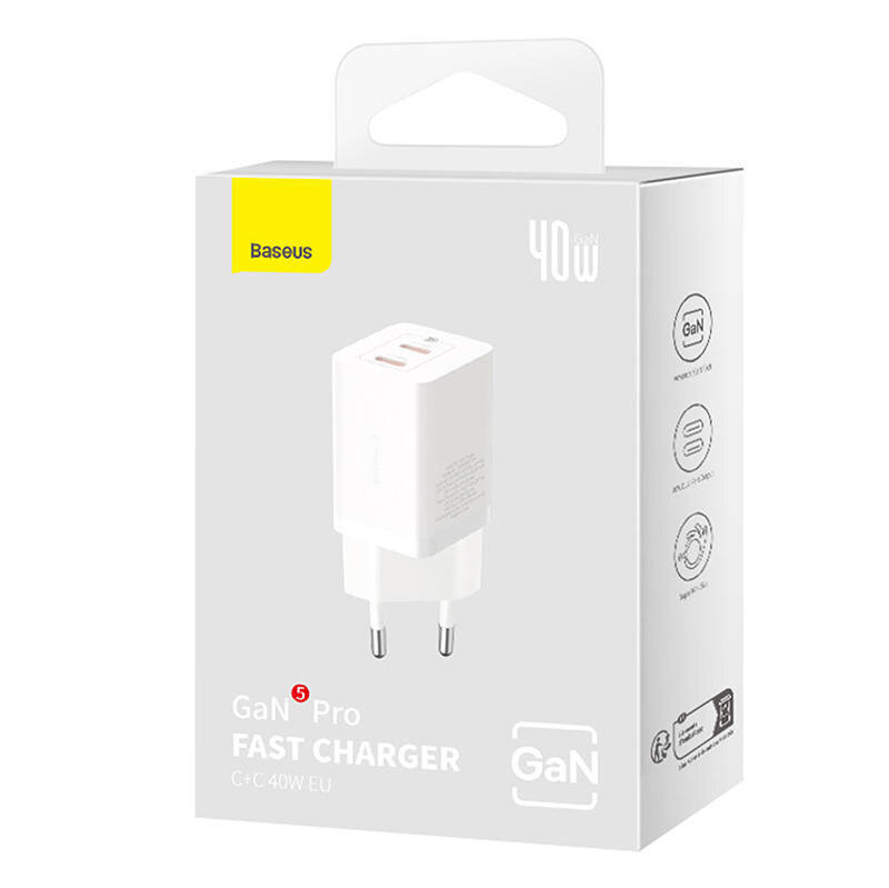 Wall Charger Baseus GaN5 40W, 2x USB C hind ja info | Mobiiltelefonide laadijad | kaup24.ee